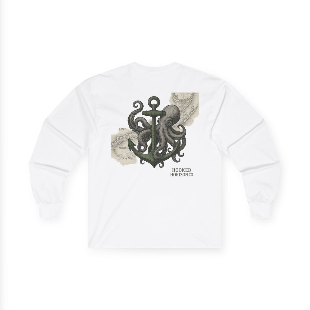 Octopus & Anchor Long Sleeve Tee, Unisex Cotton Shirt, Nautical Gift, Beachwear, Casual Outfit, Ocean Lover Apparel
