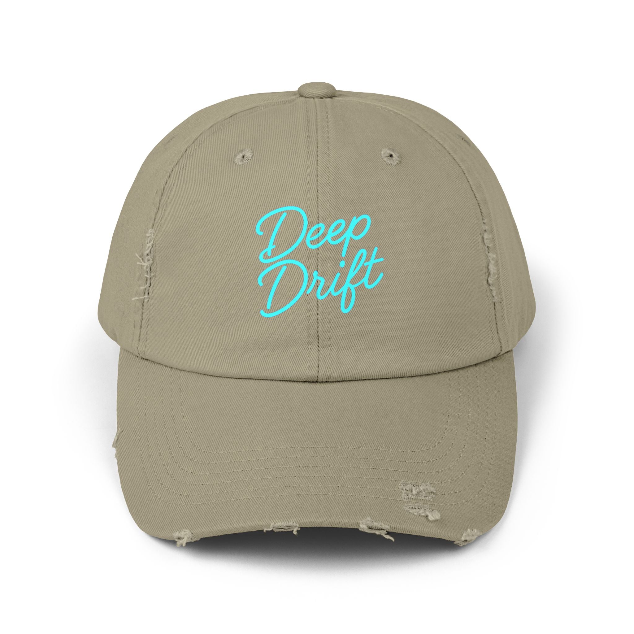 Deep Drift Turquoise Hooked Horizon Co.  Hat Unisex Distressed Cap - Casual Chic Hat, Perfect for Outdoor Adventures, Gifts for Him/Her, Vintage Style, Everyday Wear