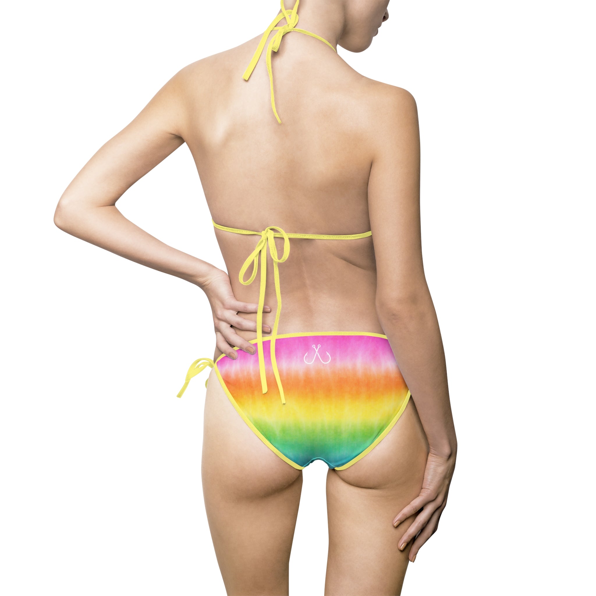 Rainbow Tie-Dye Bikini –  Hooked Horizon Co. Swimsuit, Summer Beachwear, Swimwear for Vacations, Pool Parties, Tropical Getaways, Custom Strap Colors – Multiple Variations