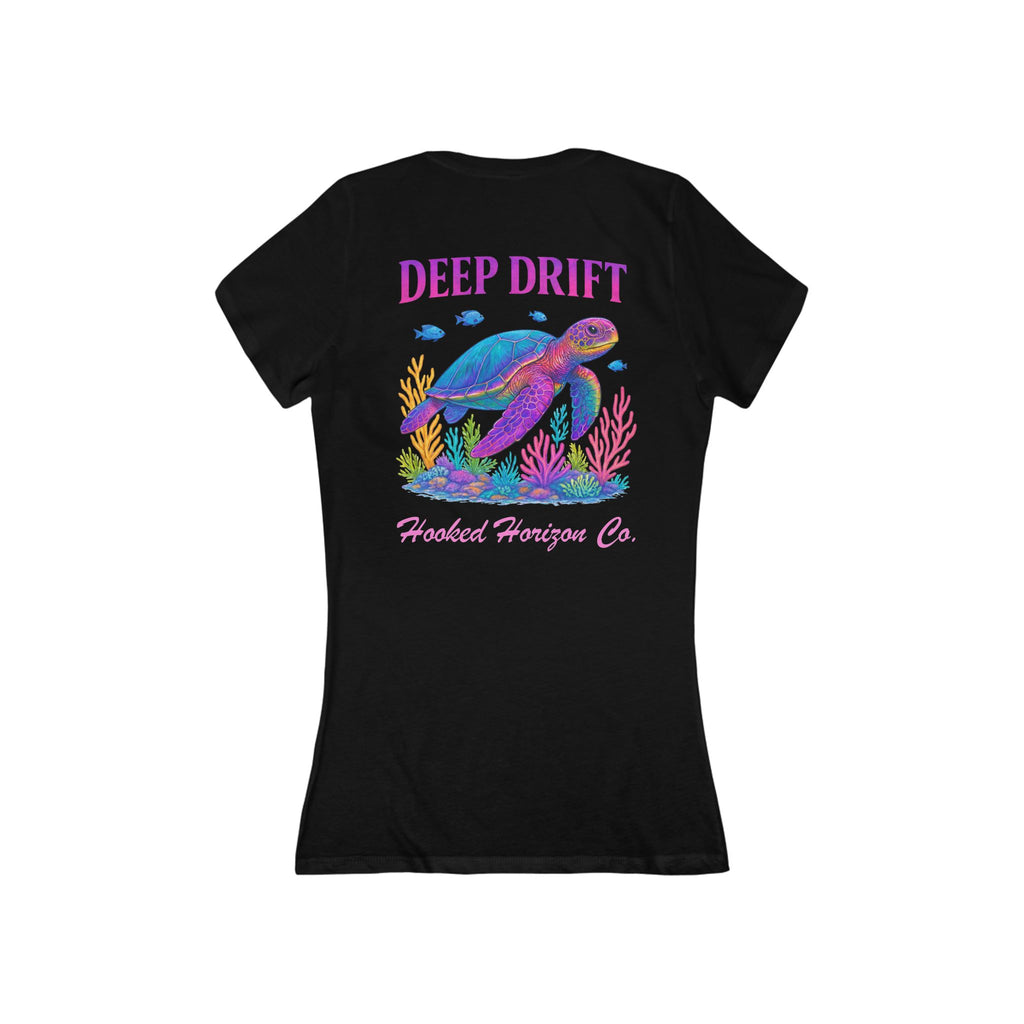 Turtle Deep Drift Women's V-Neck Tee - Casual Style, Gift for Beach Lovers, Summer Wear, Travel Outfit, Comfortable Tee