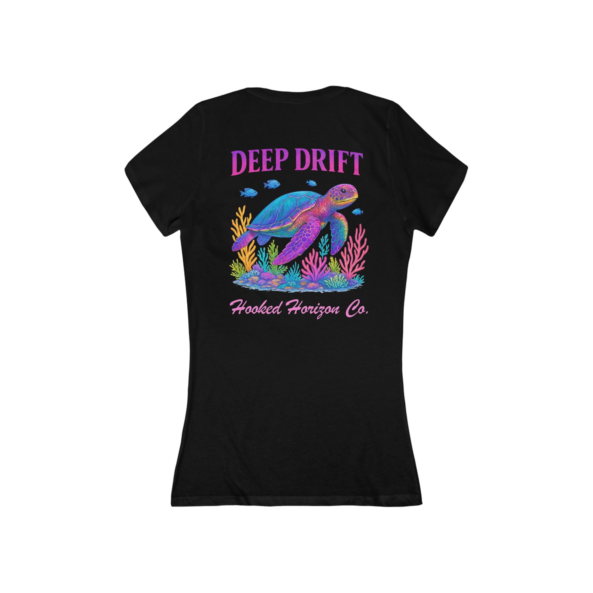 Turtle Deep Drift Women's V-Neck Tee - Casual Style, Gift for Beach Lovers, Summer Wear, Travel Outfit, Comfortable Tee