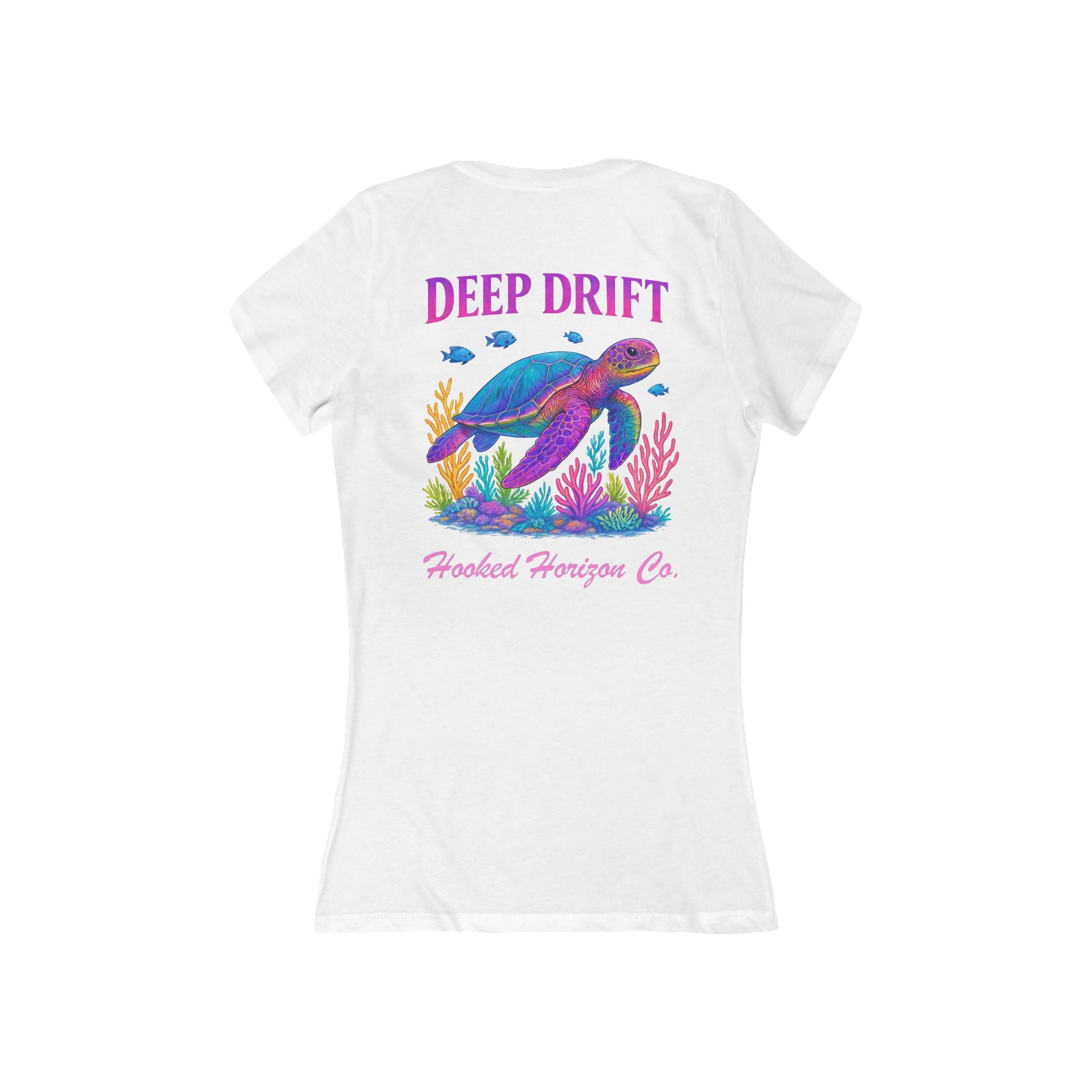 Turtle Deep Drift Women's V-Neck Tee - Casual Style, Gift for Beach Lovers, Summer Wear, Travel Outfit, Comfortable Tee
