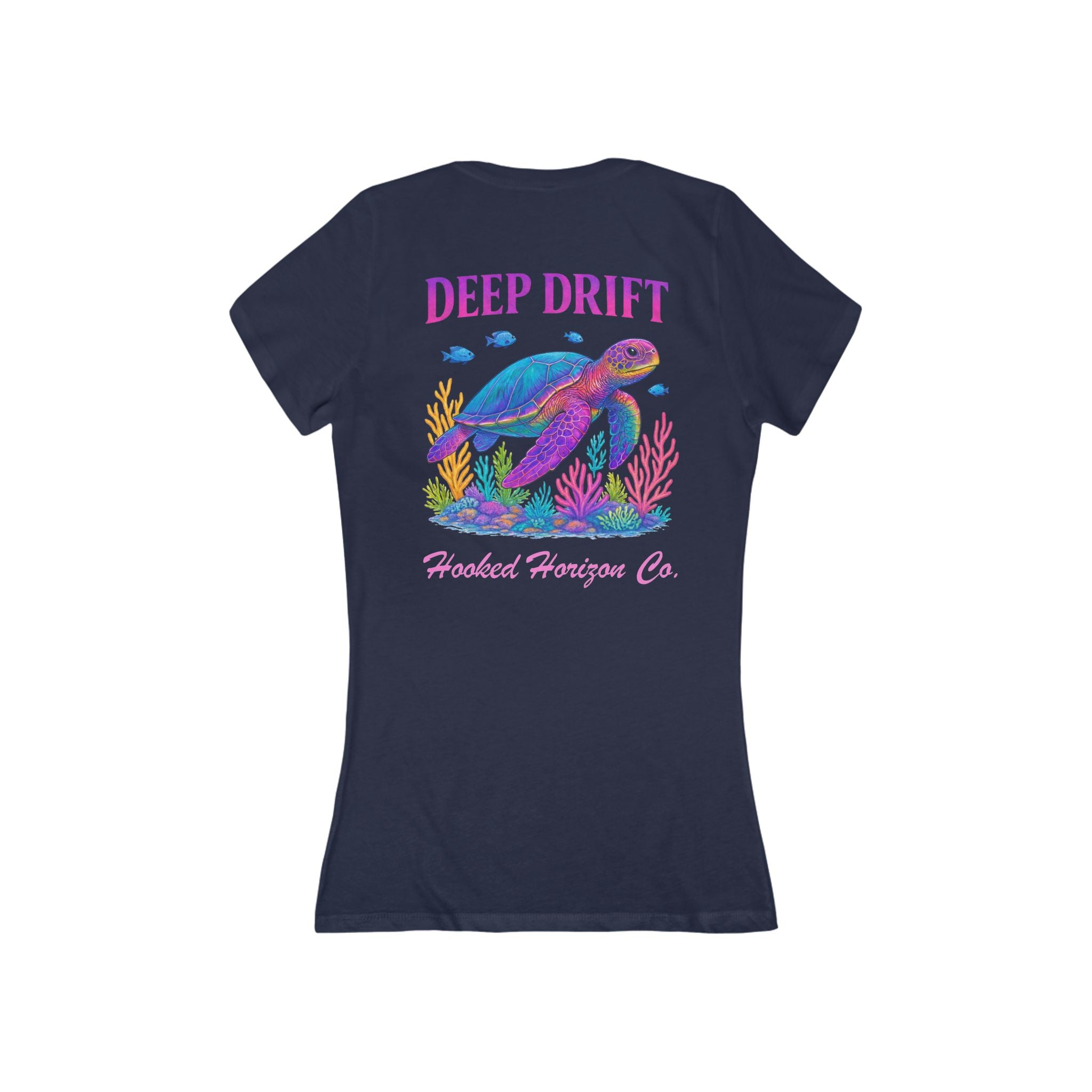 Turtle Deep Drift Women's V-Neck Tee - Casual Style, Gift for Beach Lovers, Summer Wear, Travel Outfit, Comfortable Tee
