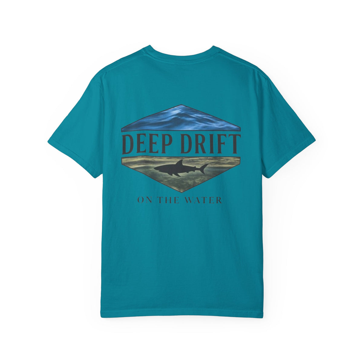 Shark Tee — "Deep Drift on the Water" Fishing Graphicishing Tee for Angler Lovers, Shark Lovers, Ocean Tee