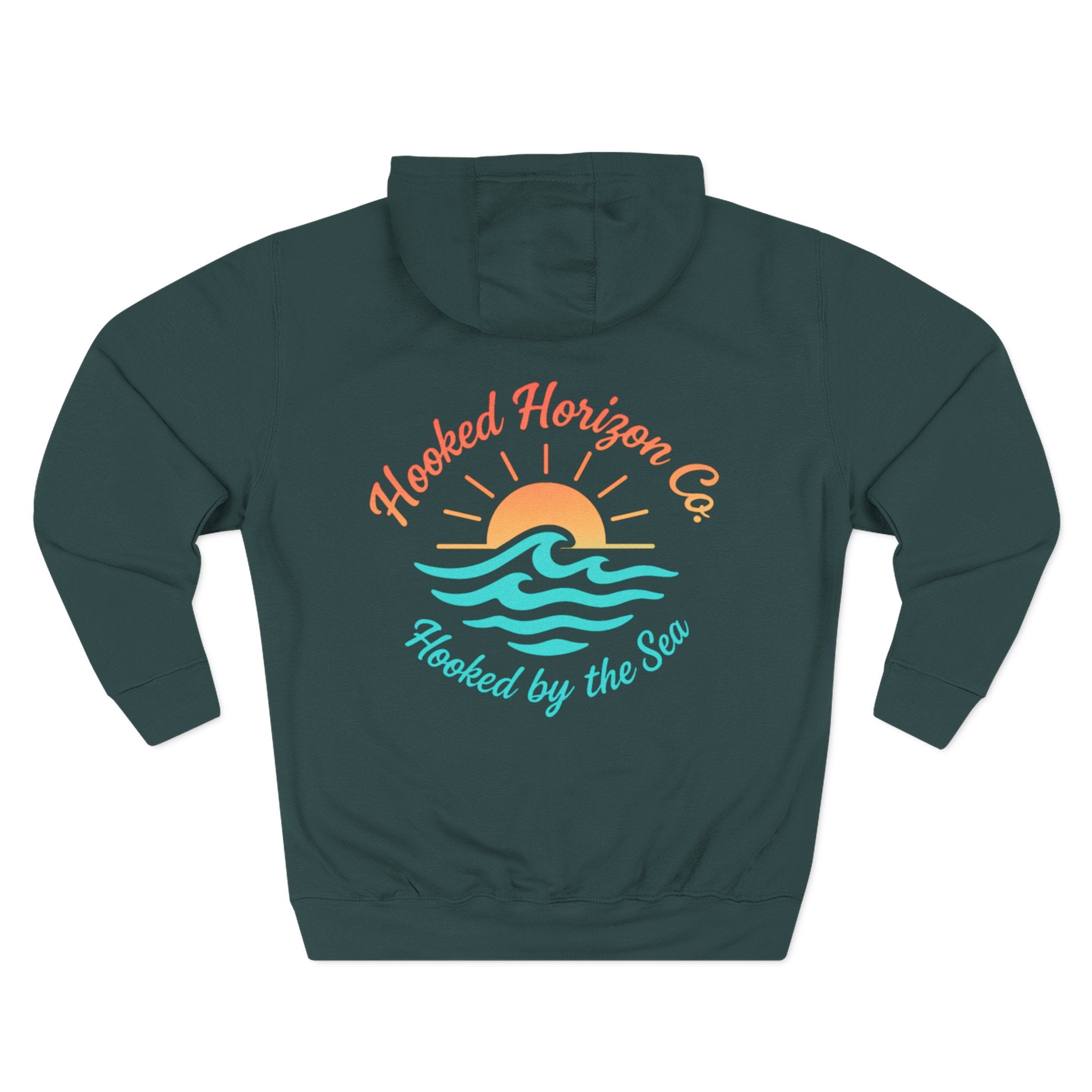 Wave & Sun Deep Drift– "Hooked By The Sea" Hooked Horizon Co. Unisex Hoodie for Ocean Lovers, Nautical Fashion, Cool Weather Gear, Everyday Comfort, Perfect Gift