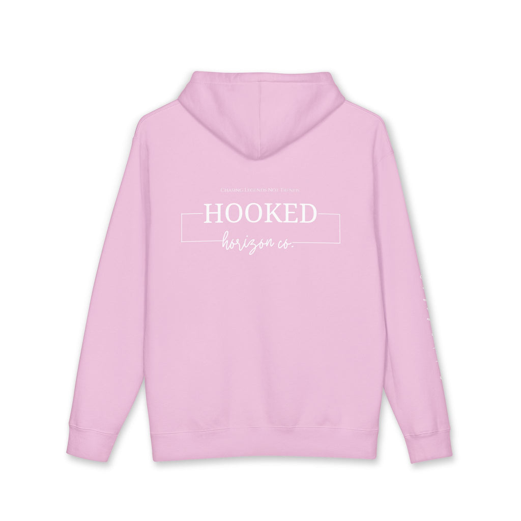 Chasing Legends Not Trends Hoodie Hooked Horizon Co. — Minimal Fishing Back Graphic Hoodie, Multiple Color Variations