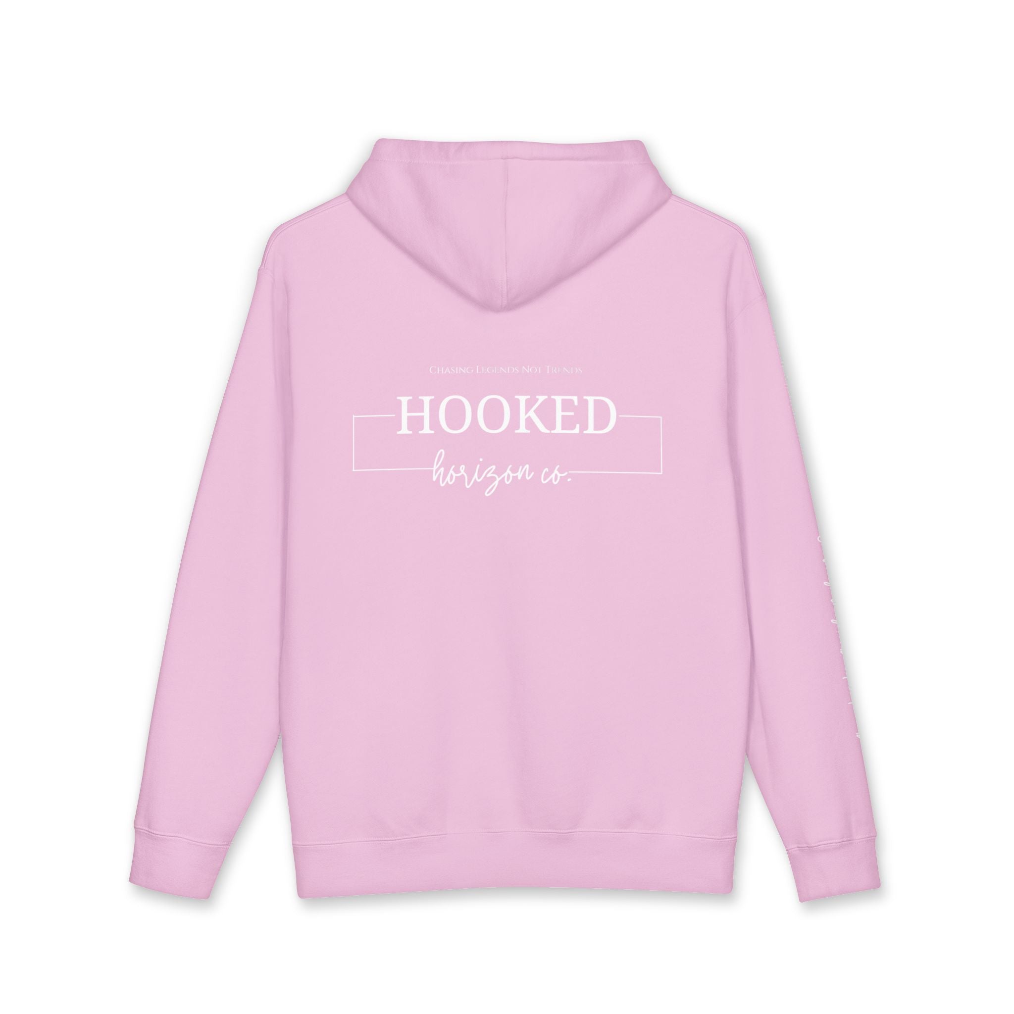 Chasing Legends Not Trends Hoodie Hooked Horizon Co. — Minimal Fishing Back Graphic Hoodie, Multiple Color Variations