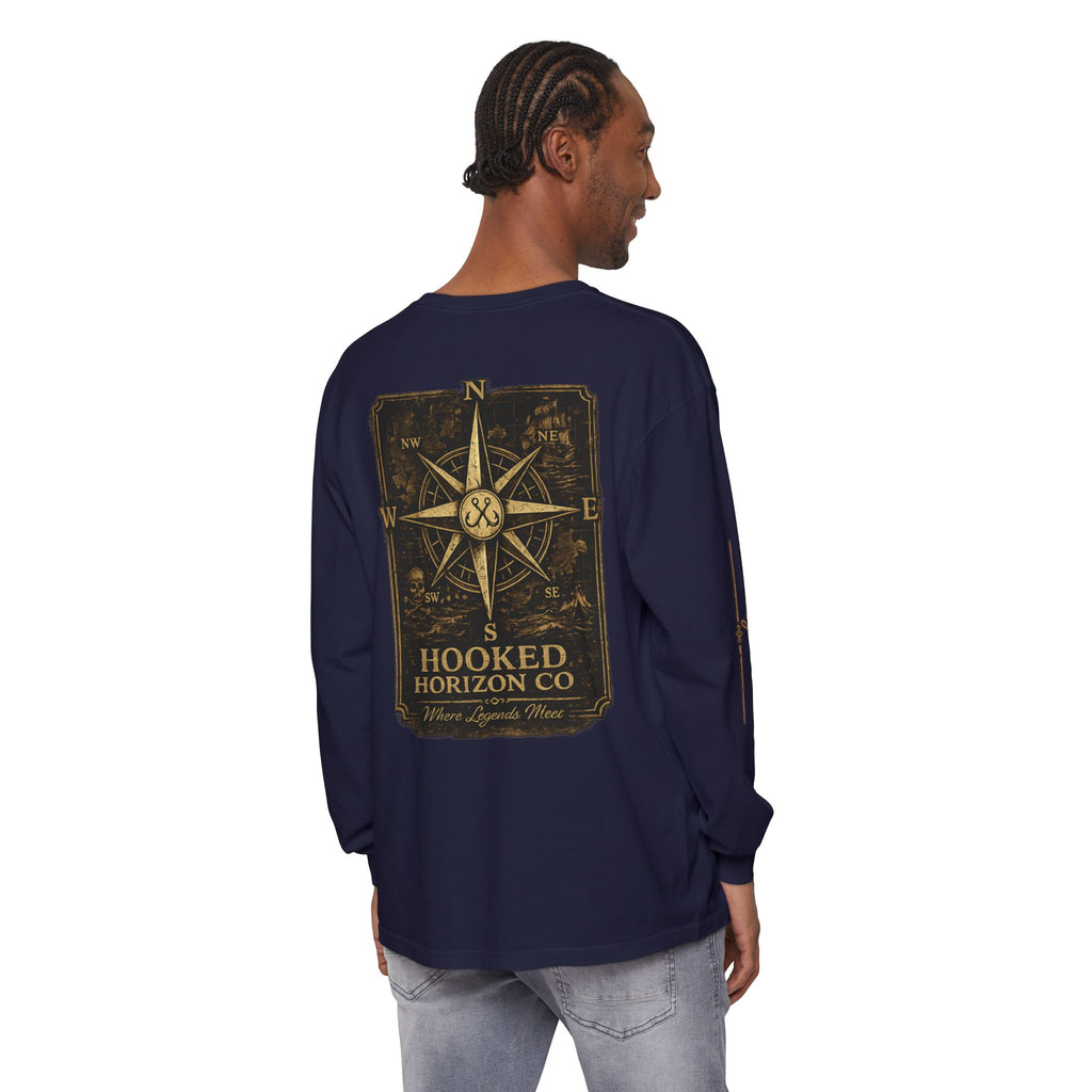 Compass Long Sleeve T-Shirt, Ocean Adventure Apparel, Boat Trip Shirt, Coastal Style, Gift for Fishermen