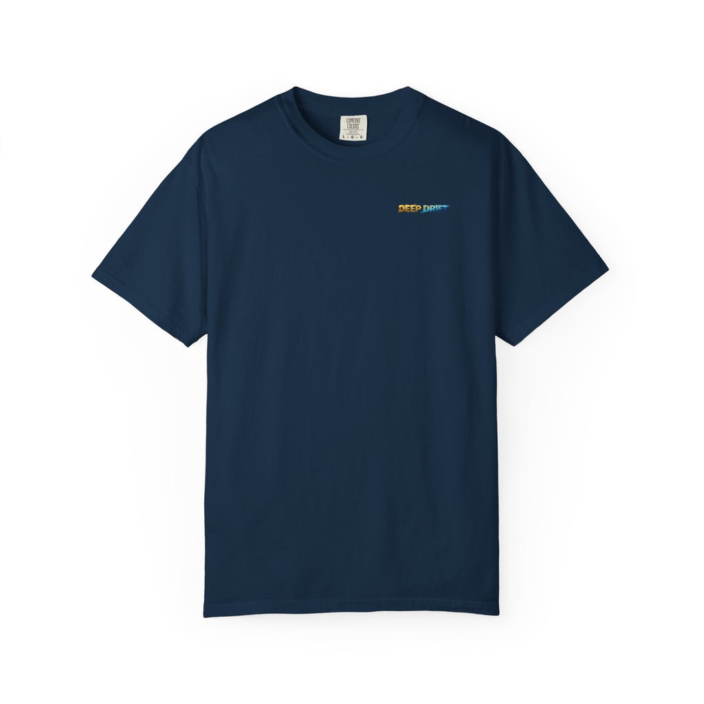 Gold & Blue Tarpon Hooked Horizon Co. — Deep Drift Fishing Graphicishing Tee for Angler Lovers, Shark Lovers, Ocean Tee