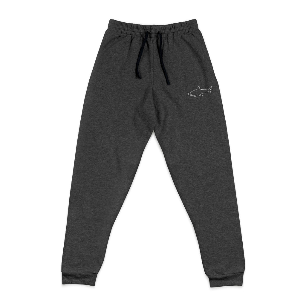 Shark Embroidered 'Bone Daddy' Grey Joggers — Casual Comfort Sweatpants