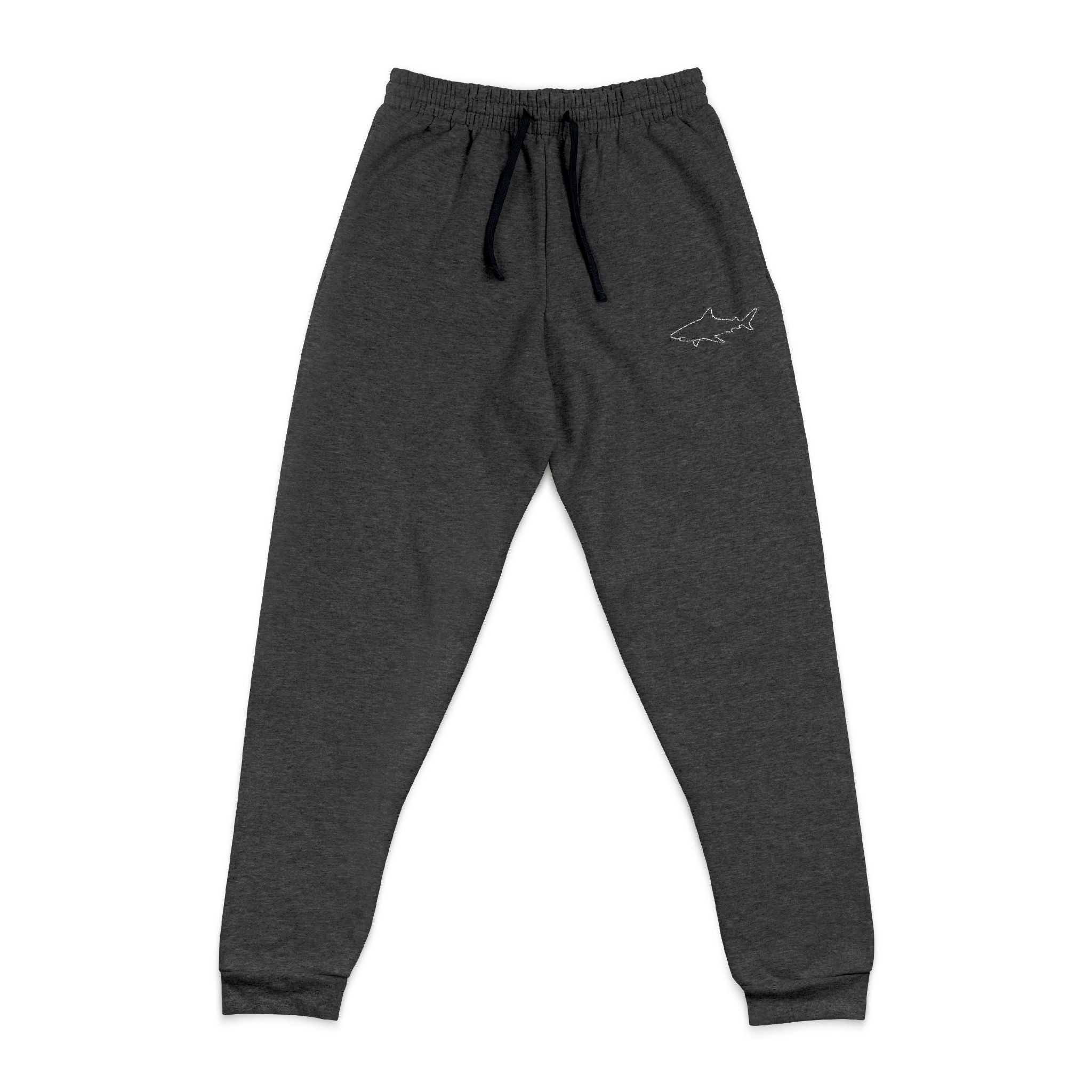 Shark Embroidered 'Bone Daddy' Grey Joggers — Casual Comfort Sweatpants