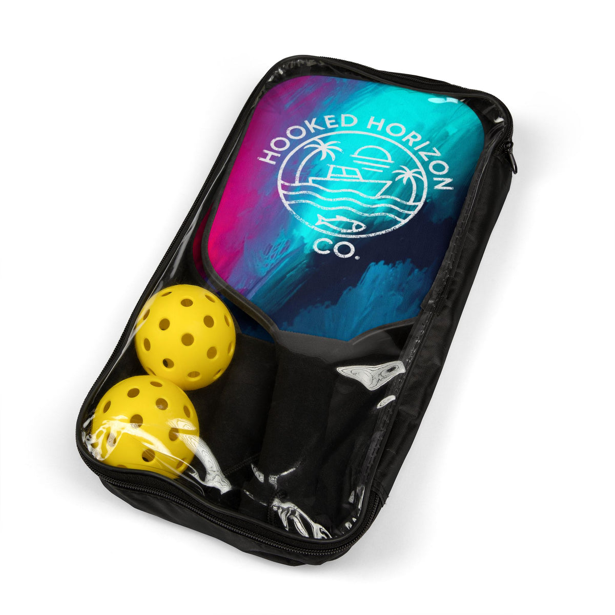 Blue & Pink Abstract — Hooked Horizon Co. Pickleball Kit