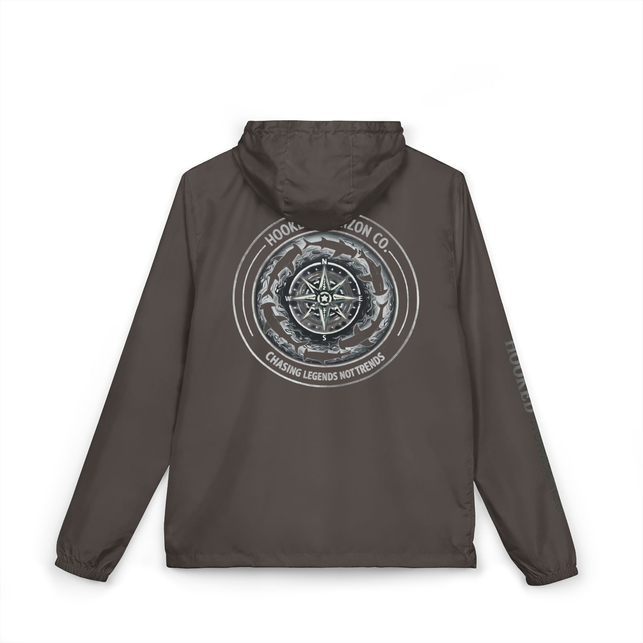 Chasing Legends Not Trends Compass Graphic Windbreaker Jacket — Nautical Adventure Hooded Windbreaker