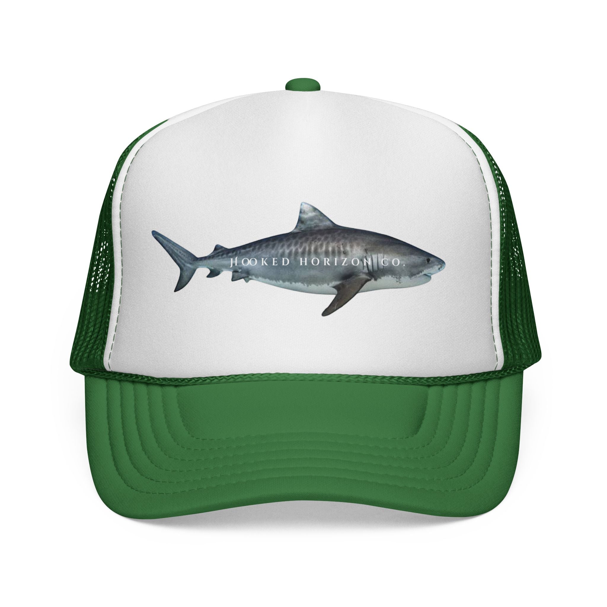 Tiger Shark Trucker Cap — 'Chasing Legends' Fishing Hooks Logo