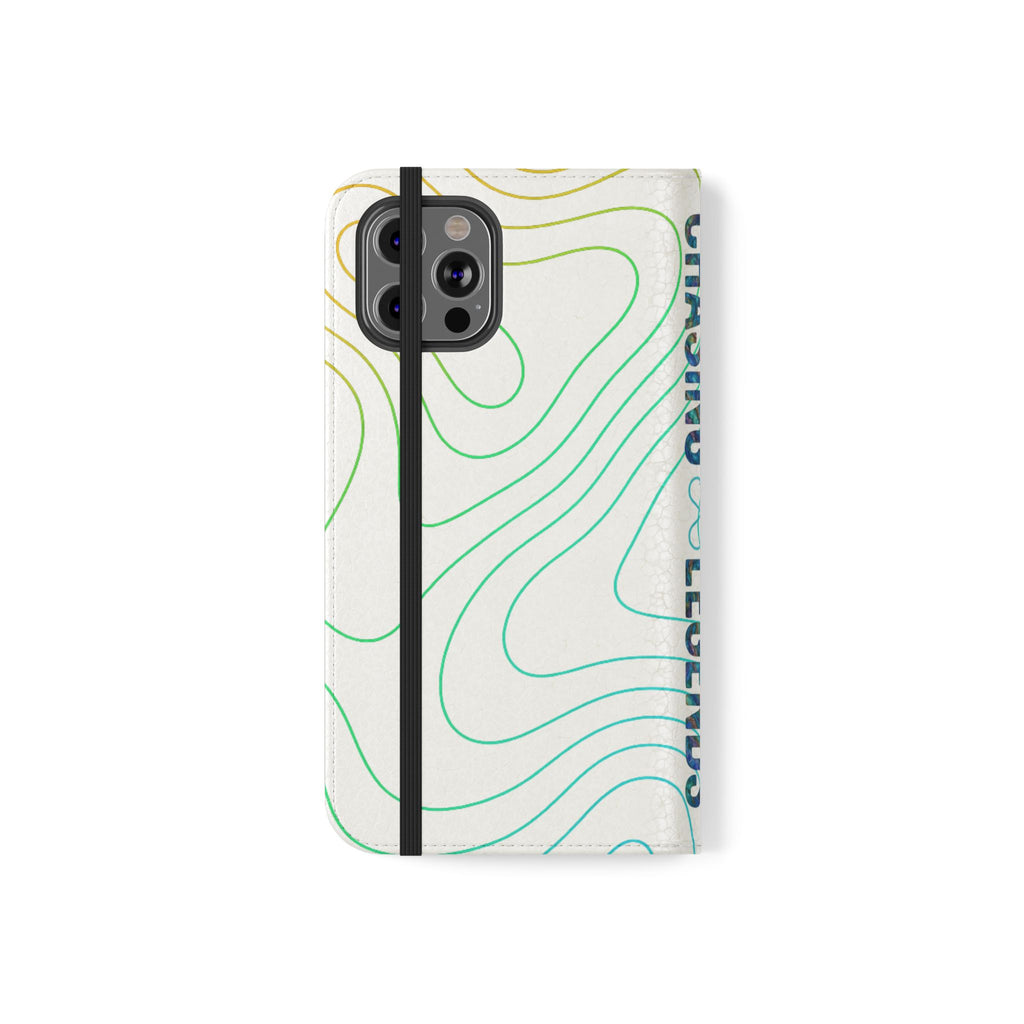 Ocean Topography Waves Flip Phone Case — Turquoise Water Pattern Wallet Cover