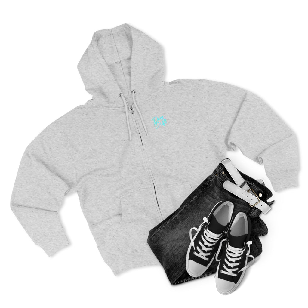 Wave & Sun Deep Drift– "Hooked By The Sea" Hooked Horizon Co. Unisex Zip Hoodie for Ocean Lovers, Nautical Fashion, Cool Weather Gear, Everyday Comfort, Perfect Gift