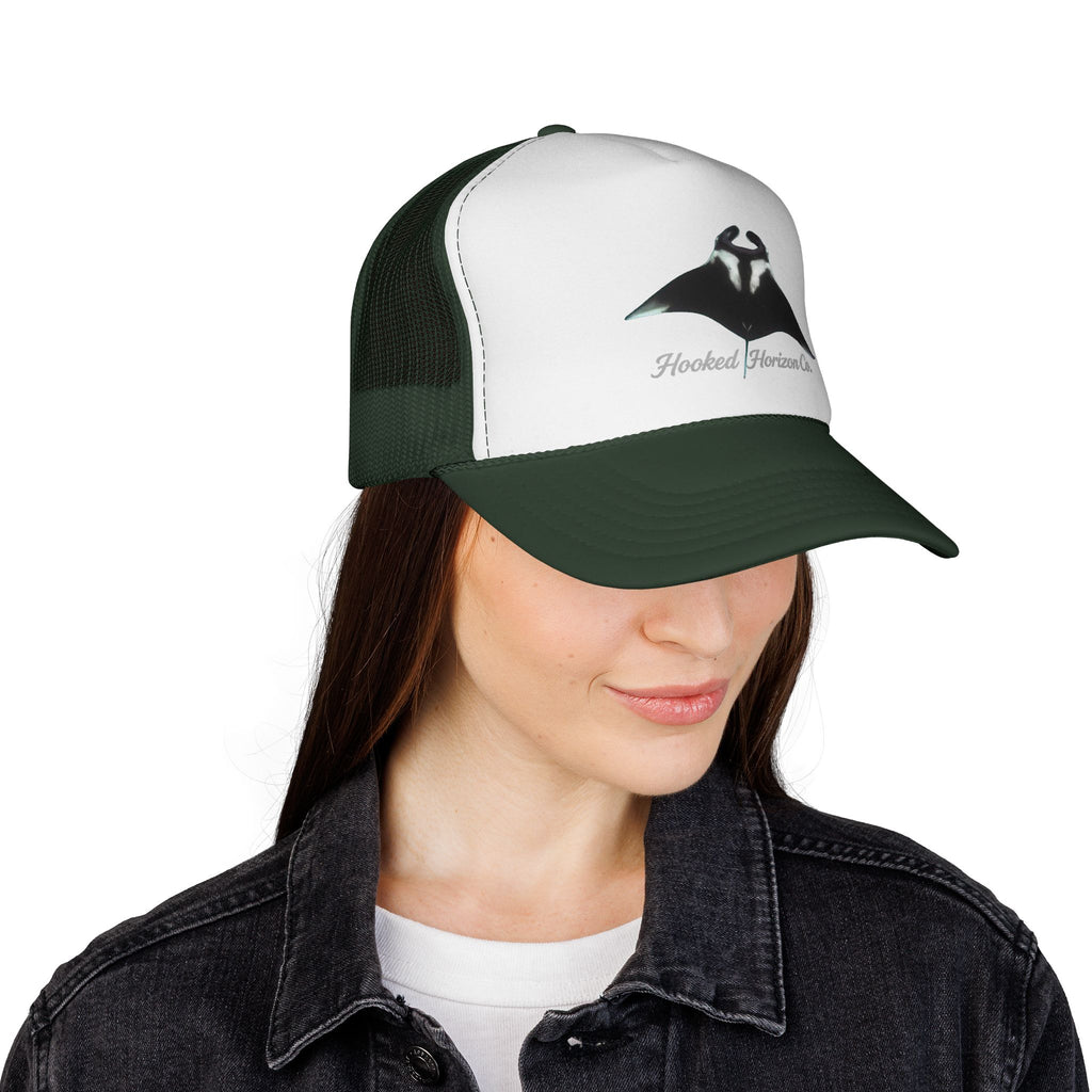 Giant Manta Ray Trucker Cap — 'Chasing Legends' Fishing Hooks Logo