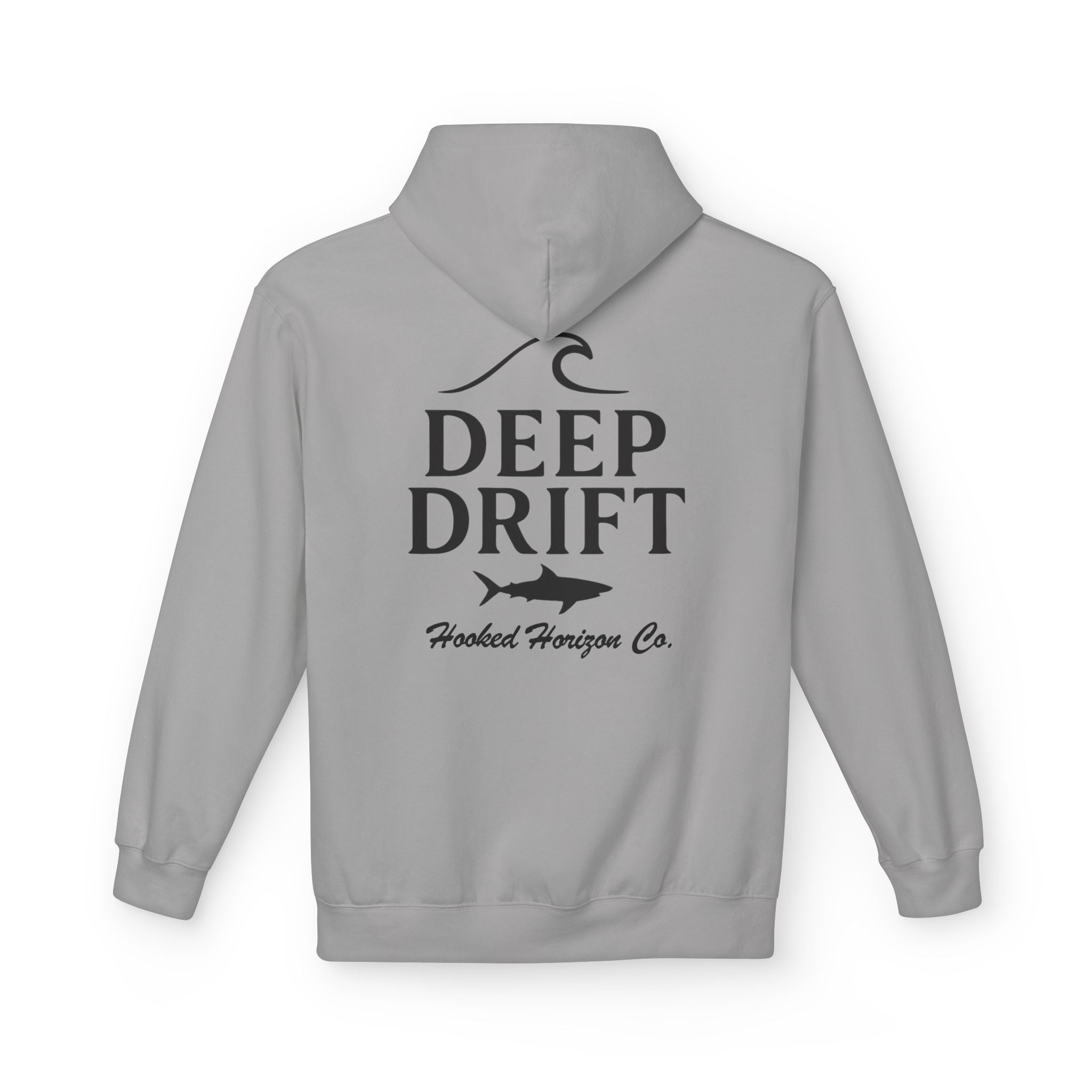 Deep Drift Wave & Shark Fishing Hoodie — Hooked Horizon Co. Pullover, Multiple Color Variations