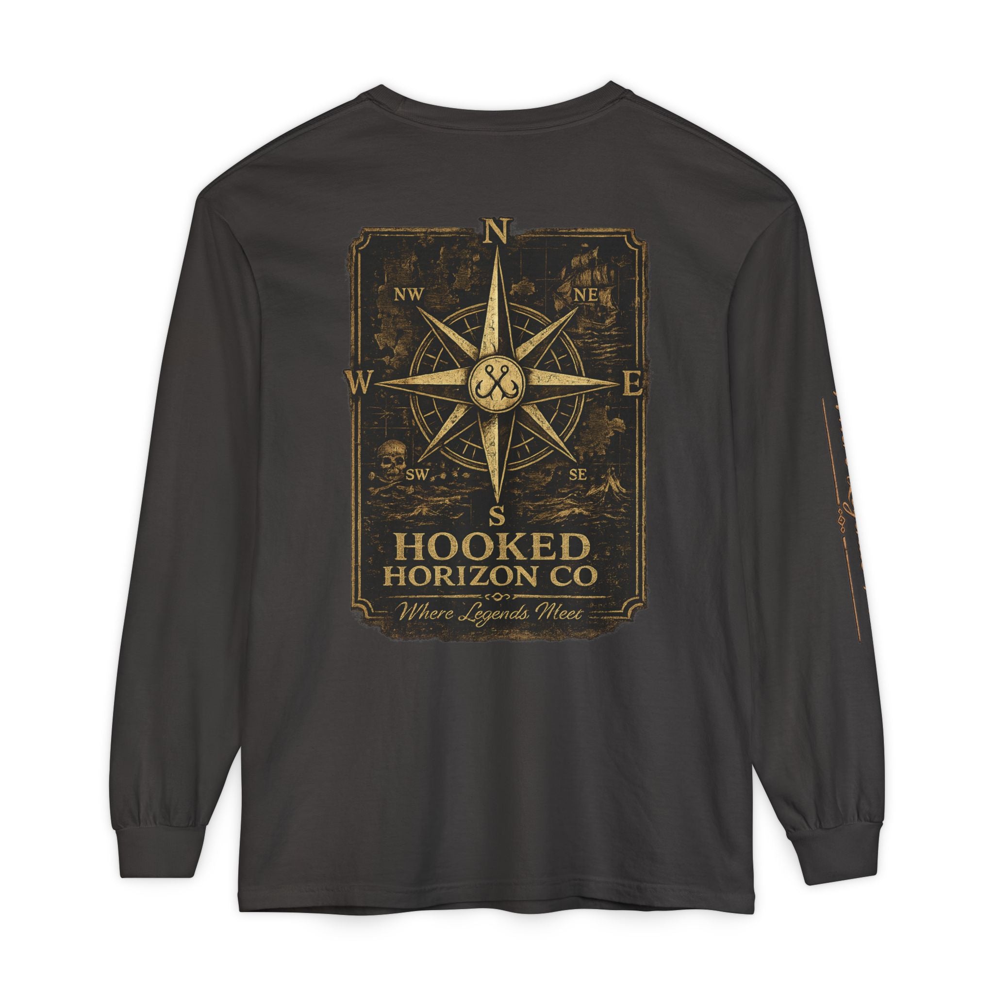 Compass Long Sleeve T-Shirt, Ocean Adventure Apparel, Boat Trip Shirt, Coastal Style, Gift for Fishermen