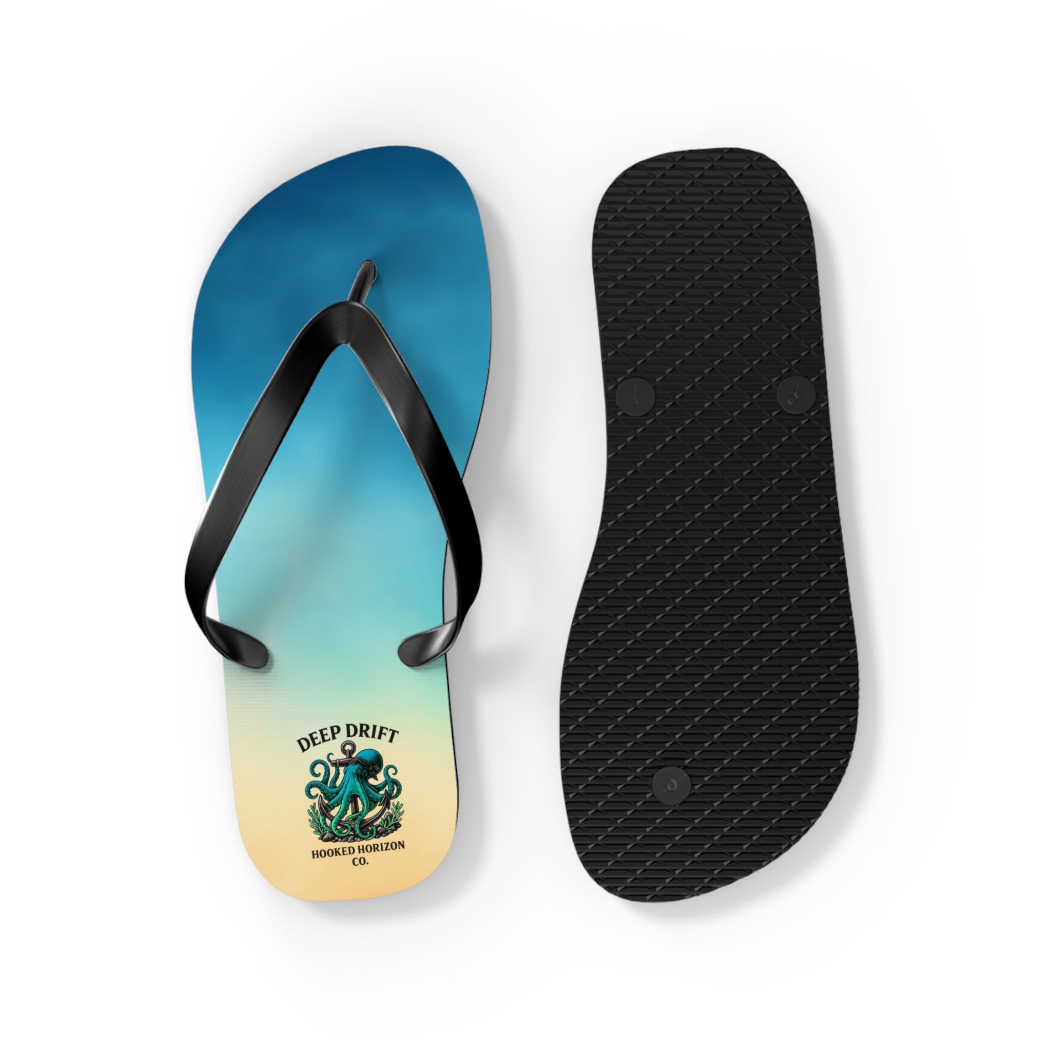 Ocean-Inspired Flip Flops, Summer Sandals, Beach Footwear, Deep Drift, Vacation Essentials, Nautical Gift