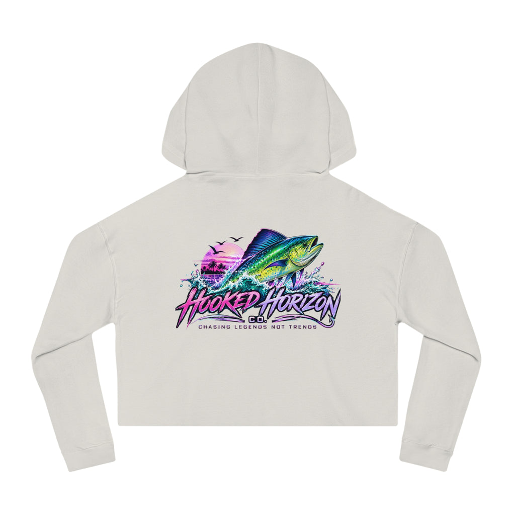 Mahi Color Cropped Hoodie — Hooked Horizon Fishing Graphic