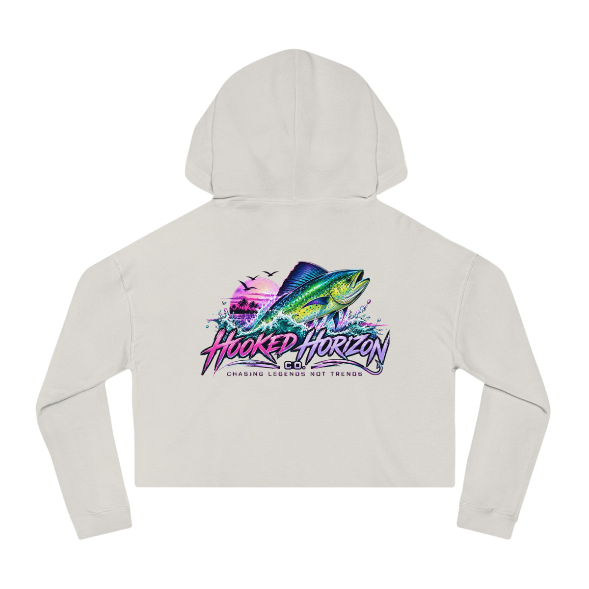 Mahi Color Cropped Hoodie — Hooked Horizon Fishing Graphic