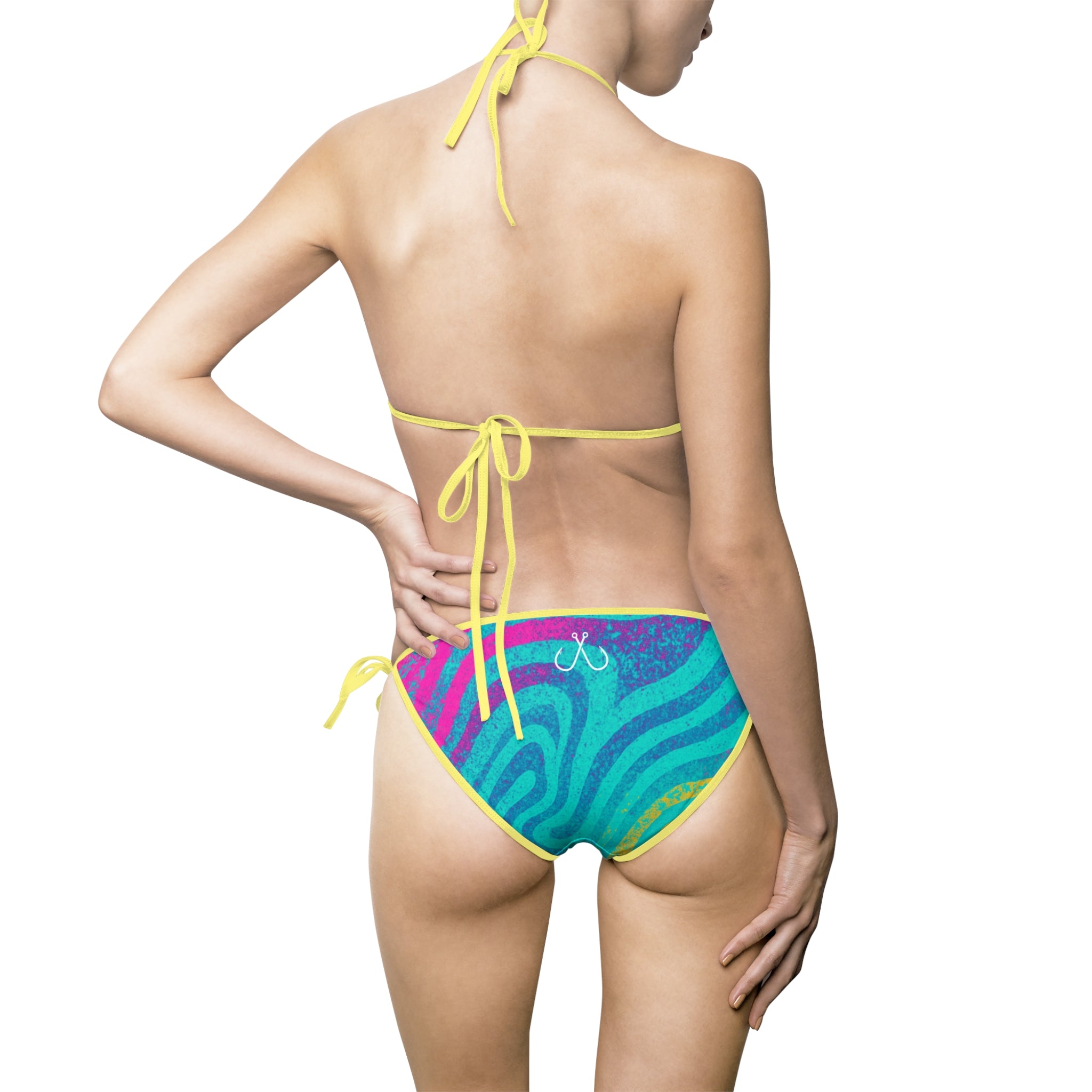 Retro Vibes Color Blast Bikini –  Hooked Horizon Co. Swimsuit, Summer Beachwear, Swimwear for Vacations, Pool Parties, Tropical Getaways, Custom Strap Colors – Multiple Variations