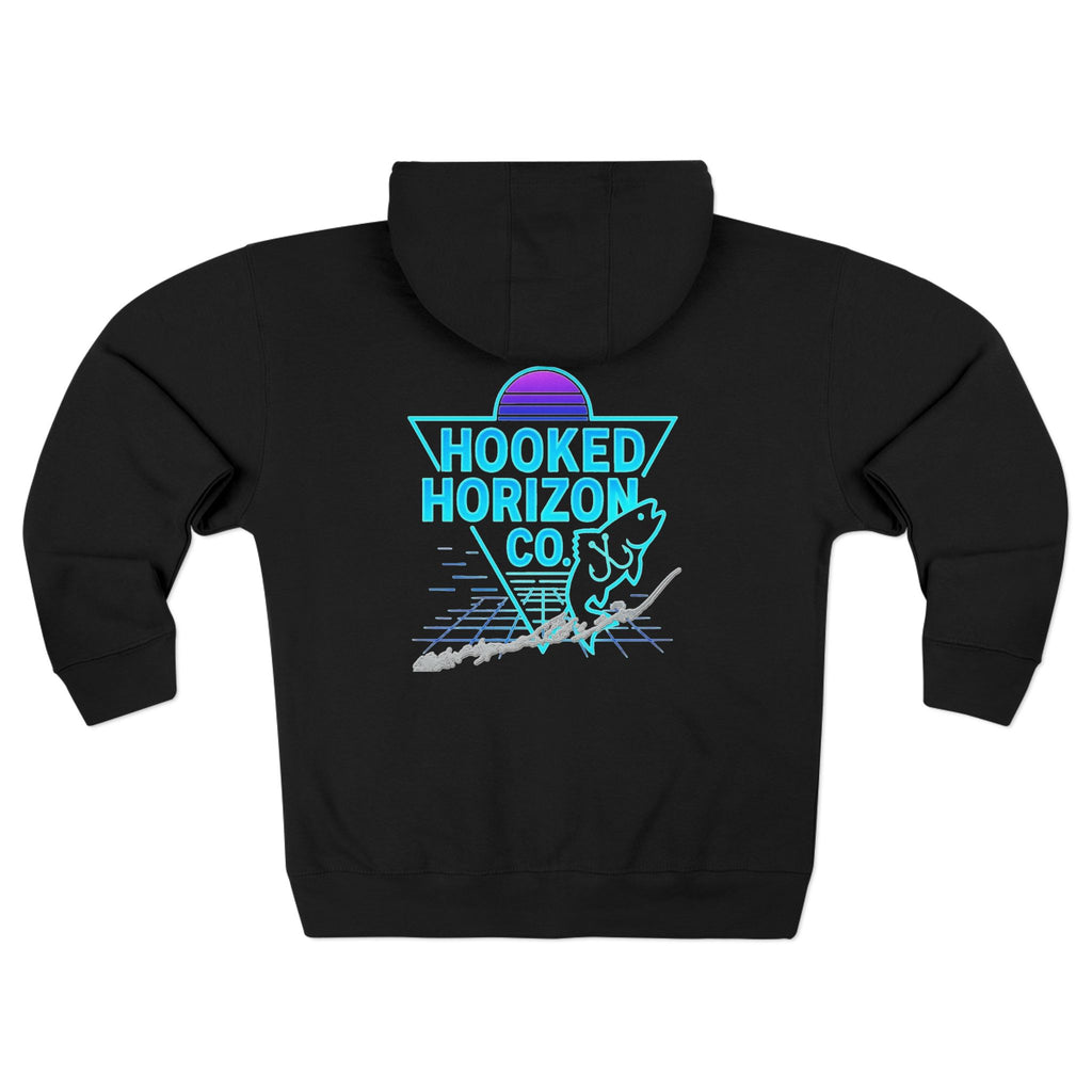 Marathon Key Neon Deep Drift Coral & Turtle Hooked Horizon Co. Unisex Zip Hoodie for Ocean Lovers, Nautical Fashion, Cool Weather Gear, Everyday Comfort, Perfect Gift