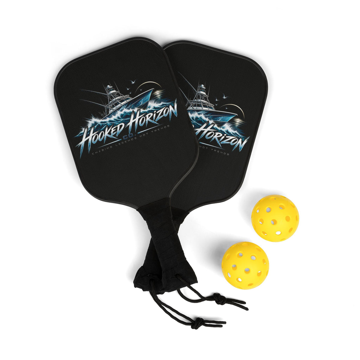 Fishing Boat " Chasing Legends Not Trends "— Hooked Horizon Co. Pickleball Kit
