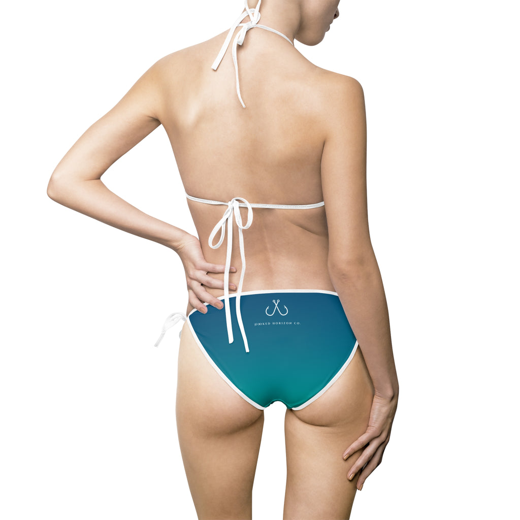 Blue To Sea Green Ombre Bikini –  Hooked Horizon Co. Swimsuit, Summer Beachwear, Swimwear for Vacations, Pool Parties, Tropical Getaways, Custom Strap Colors – Multiple Variations