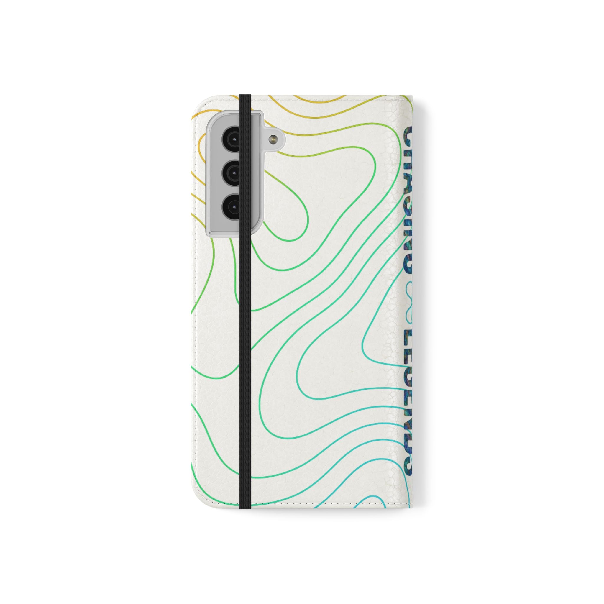 Ocean Topography Waves Flip Phone Case — Turquoise Water Pattern Wallet Cover