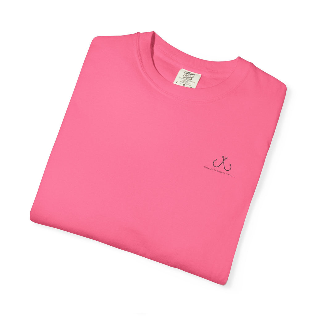 Deep Drift Fishing T-Shirt - Pink & Peach Fishing Tee for Angler Lovers, Pink Ombre, Hammer Head Shark Tee, Ocean-inspired