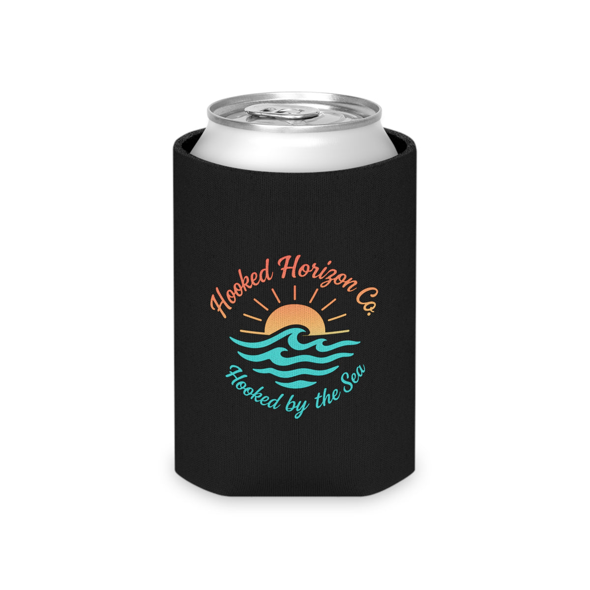 Sun & Wave Can Cooler Coozie — Hooked Horizon Co. Fishing Wave Koozie