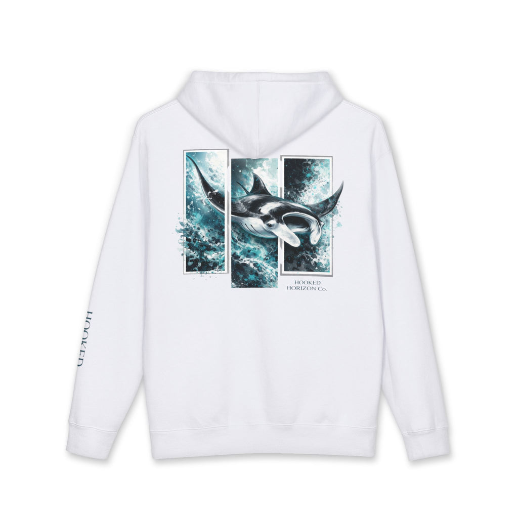 Manta Ray Hoodie Hooked Horizon Co. — Fishing Back Graphic Hoodie, Multiple Color Variations