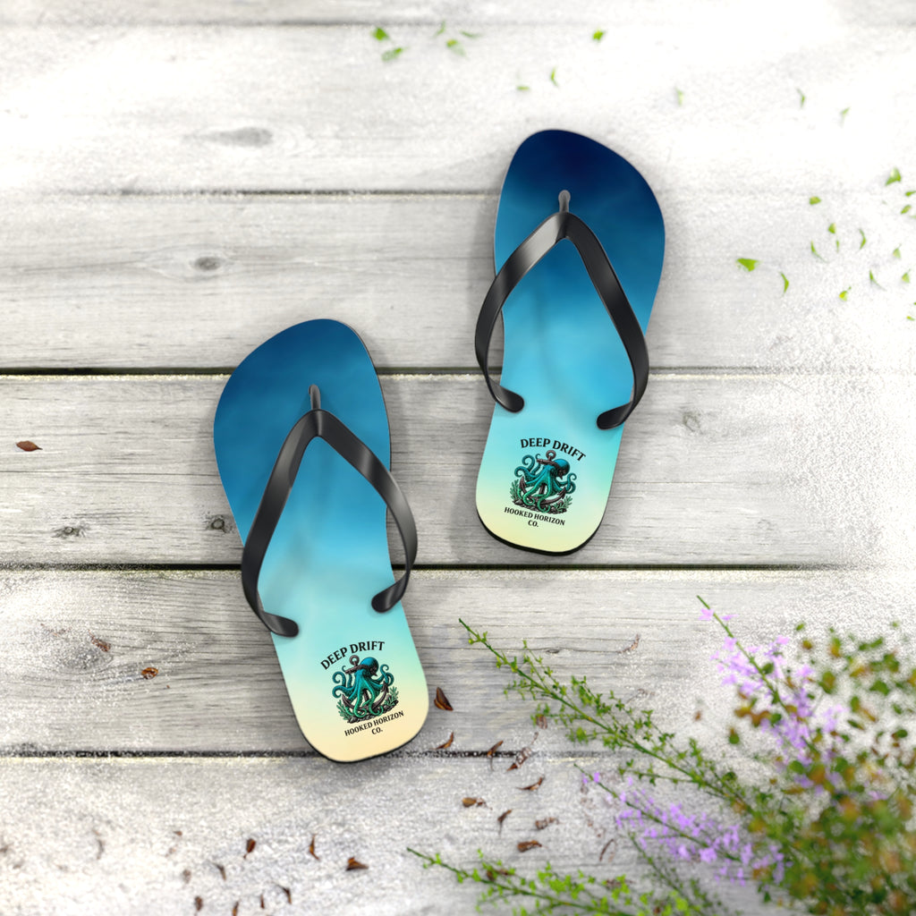 Ocean-Inspired Flip Flops, Summer Sandals, Beach Footwear, Deep Drift, Vacation Essentials, Nautical Gift