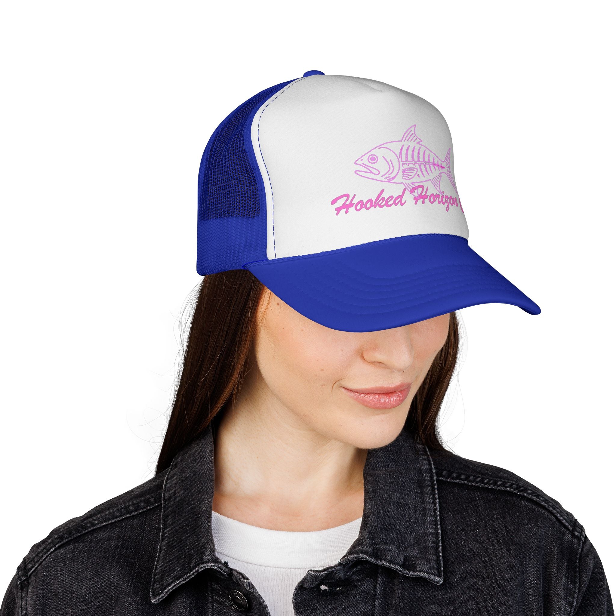 Pink Fish Bone Trucker Cap — Fishing & Beach Hat