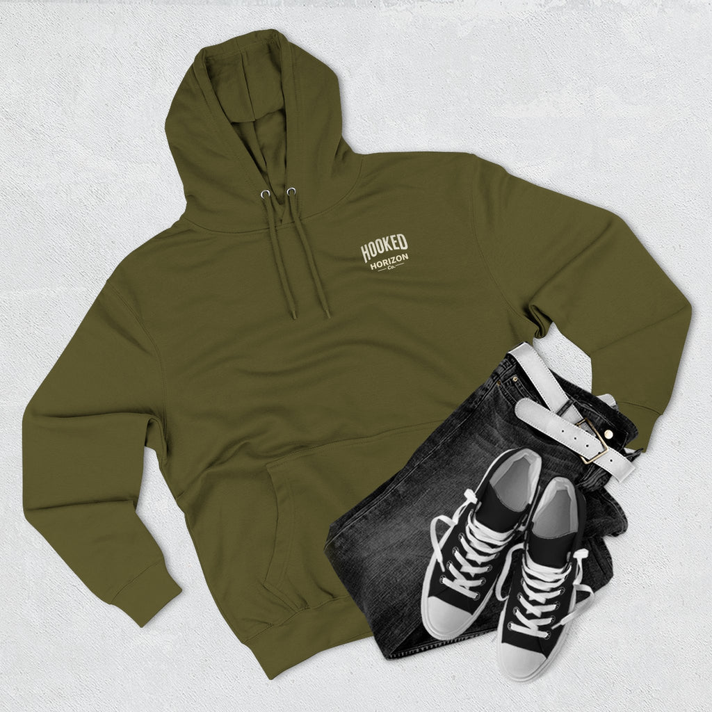 Fishing Charter T-Shirt— Hooked Horizon Hoodie — Fishing Boat Graphic Pullover