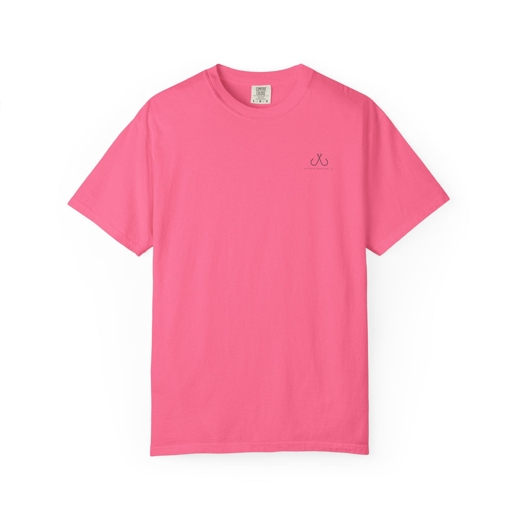 Deep Drift Fishing T-Shirt - Pink & Peach Fishing Tee for Angler Lovers, Pink Ombre, Hammer Head Shark Tee, Ocean-inspired