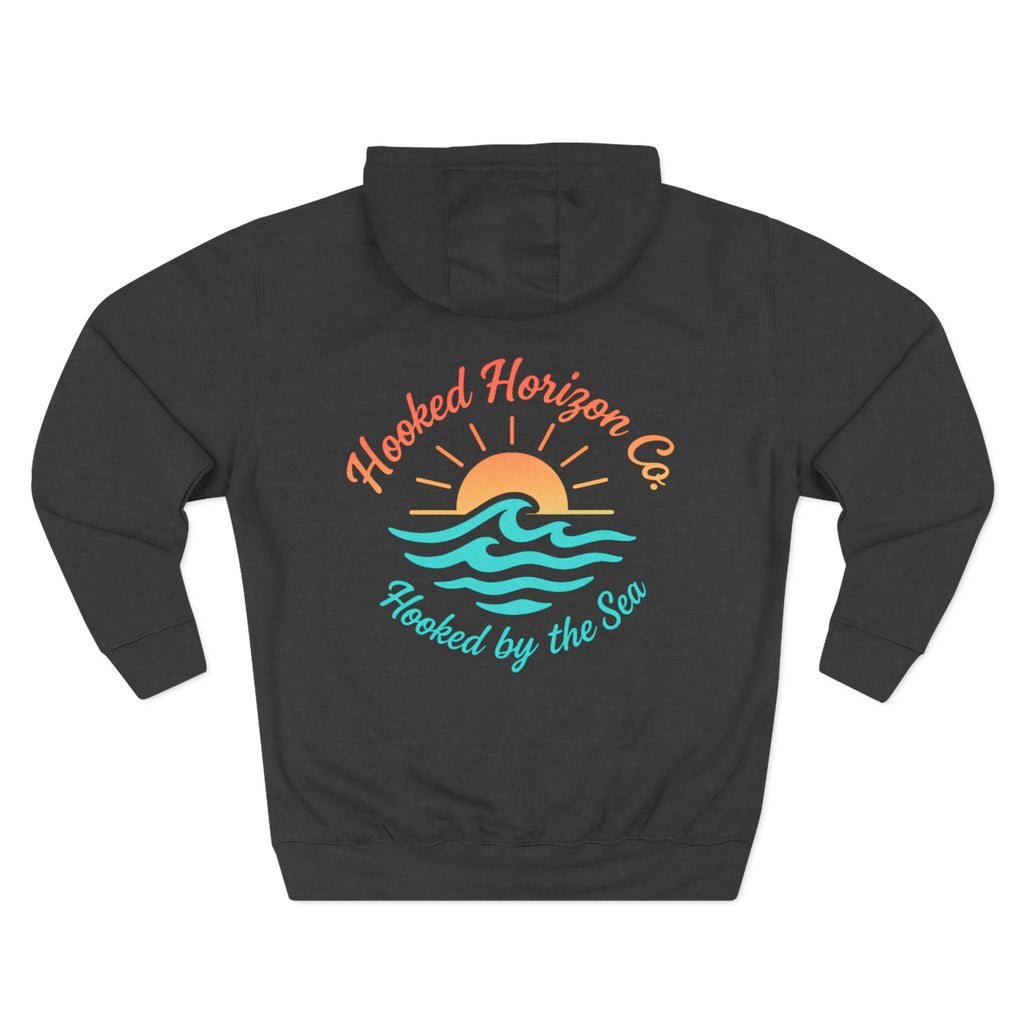 Wave & Sun Deep Drift– "Hooked By The Sea" Hooked Horizon Co. Unisex Hoodie for Ocean Lovers, Nautical Fashion, Cool Weather Gear, Everyday Comfort, Perfect Gift