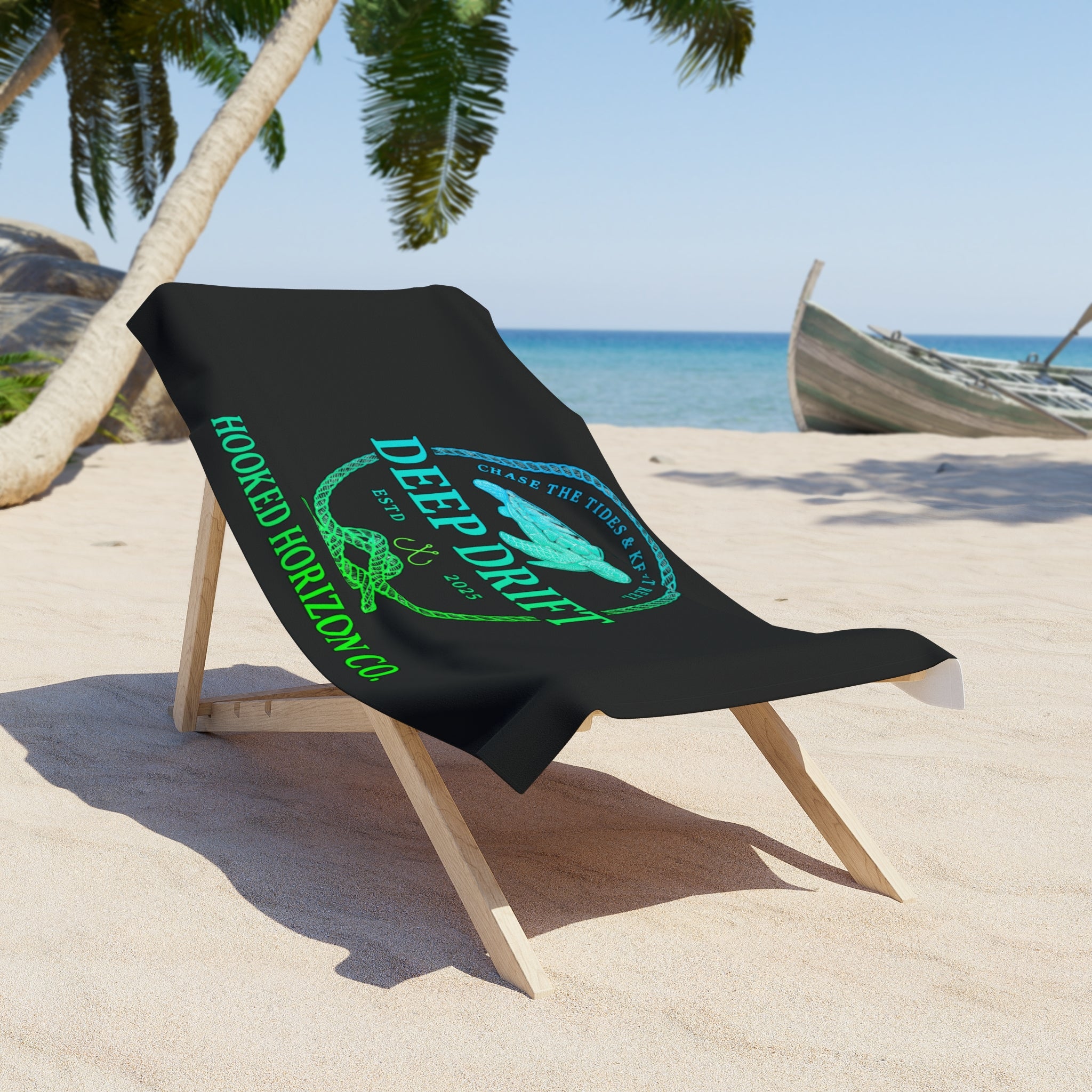 Deep Drift Turtle Hooked Horizon Co. Coastal Vibes Beach Towel - Perfect for Summer, Pool Days, Camping, Beach Parties, Vacation Fun
