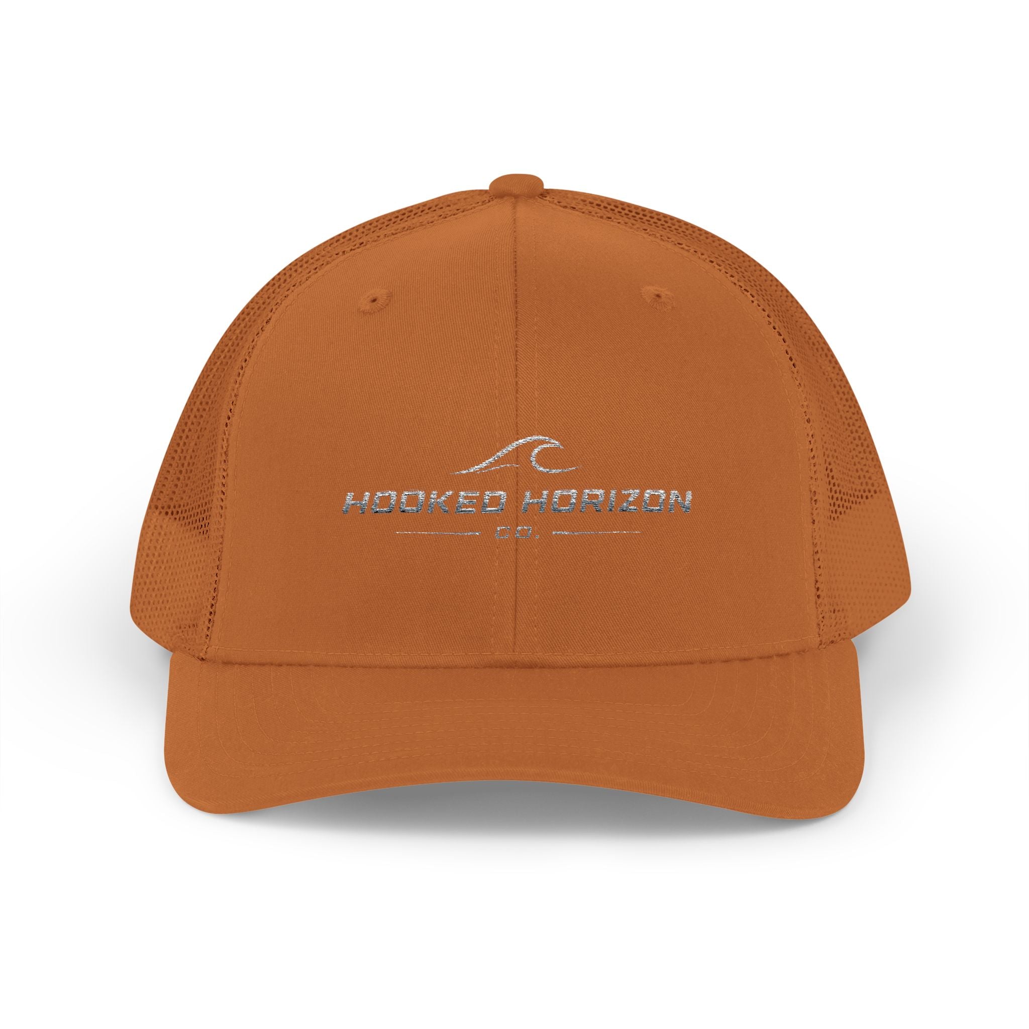 Wave Hooked Horizon Trucker Cap — Embroidered Fishing Snapback