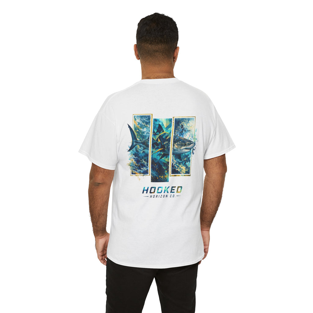 Bull Shark Hooked Horizon Co Tee—Ocean Graphic Tee — "Beloved" Ray Design