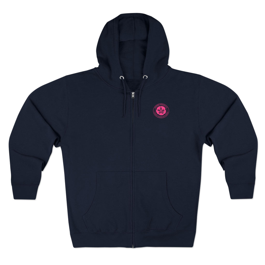 Pink Sand Dollar Tropical Flower Logo— Hooked Horizon Co. Zip-Up Hoodie