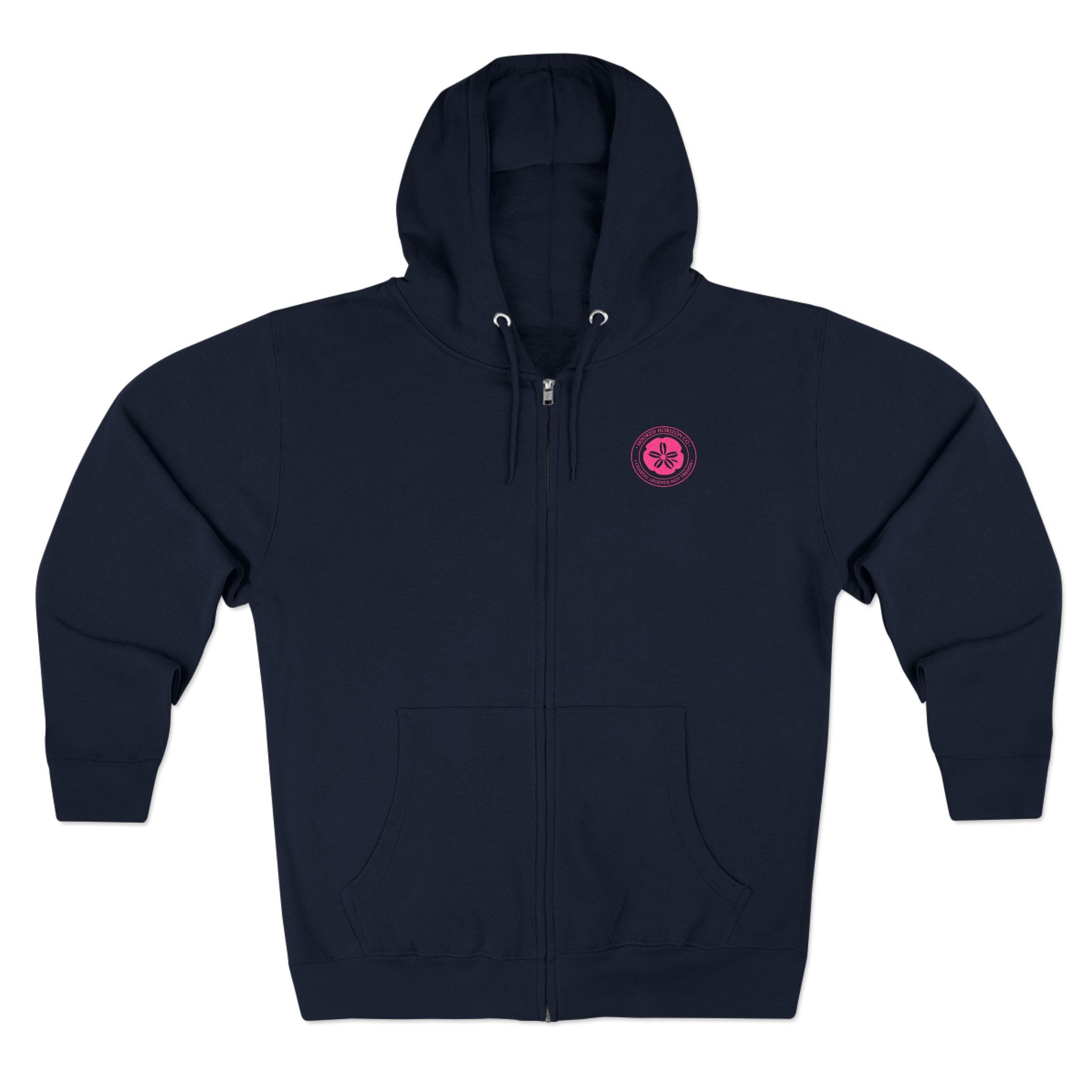 Pink Sand Dollar Tropical Flower Logo— Hooked Horizon Co. Zip-Up Hoodie