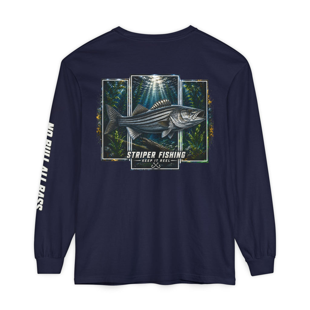 Saltwater Sea Striper Fishing Long Sleeve T-Shirt, Ocean Adventure Apparel, Boat Trip Shirt, Coastal Style, Gift for Fishermen
