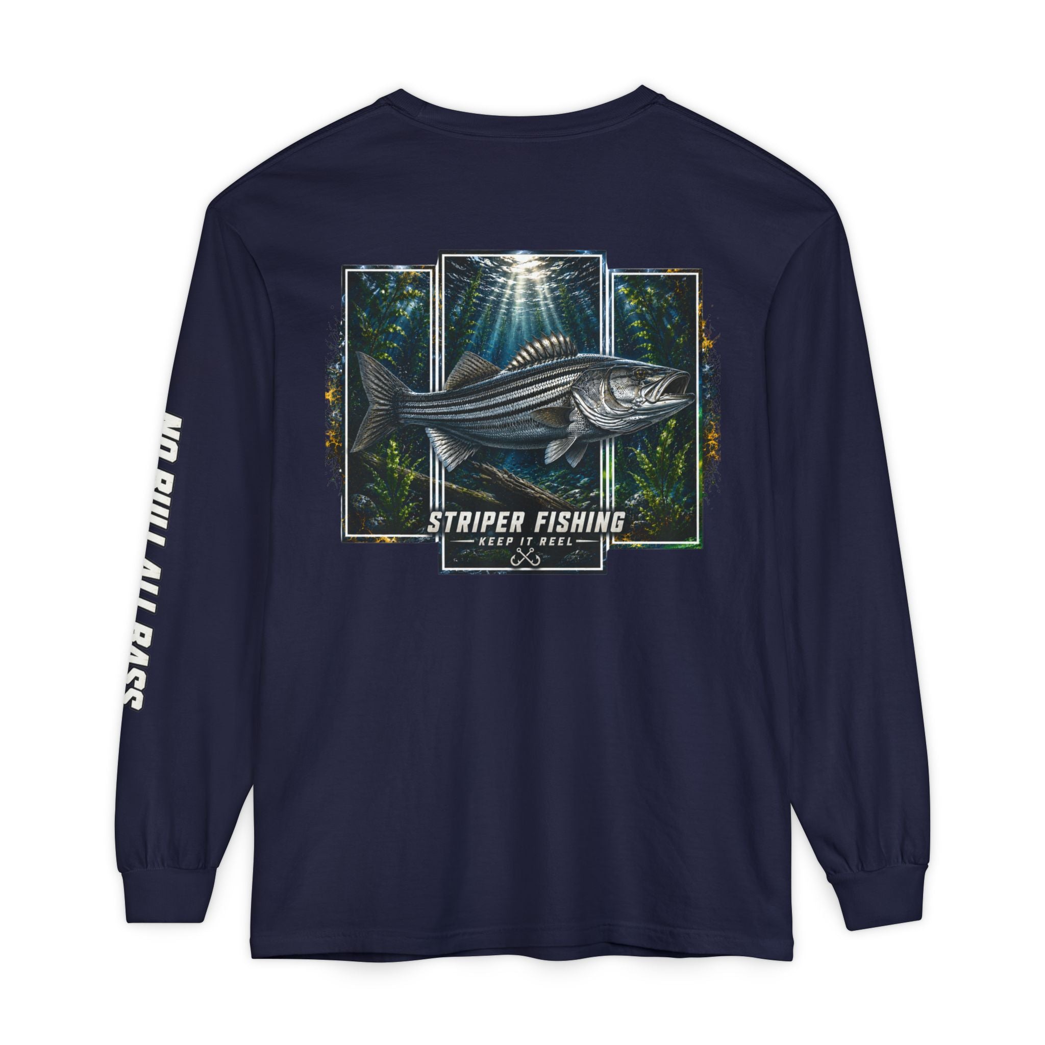 Saltwater Sea Striper Fishing Long Sleeve T-Shirt, Ocean Adventure Apparel, Boat Trip Shirt, Coastal Style, Gift for Fishermen