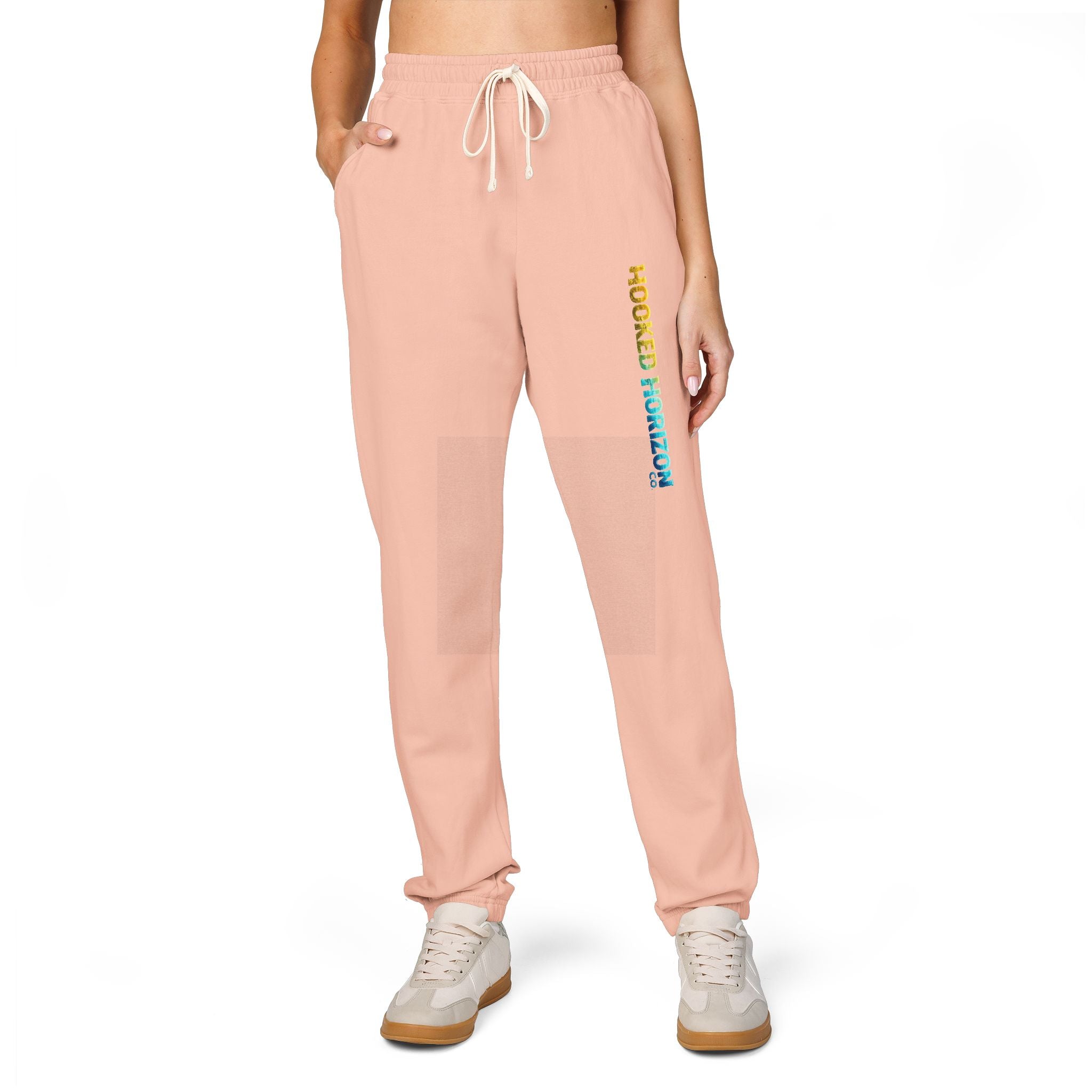 Gold & Blue Hooked Horizon Co. Embroidered Fleece Sweatpants | Cozy Loungewear, Gifts for Everyone, Comfortable Joggers, Relaxed Fit Sweatpants, God is Love, Unisex Fashion