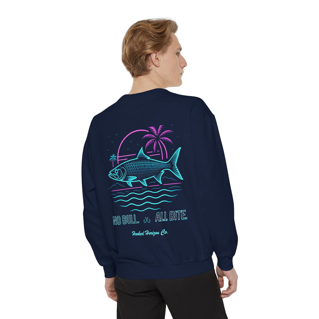 Vintage vibes Neon Tarpon Sweatshirt– Hooked Horizon Co. Ocean apparel, Gifts for Him & Her, Ocean Conservation, Soft Unisex Garment-Dyed Sweatshirt