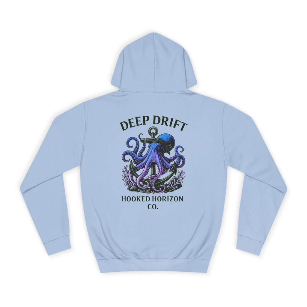Deep Drift Octopus Unisex College Hoodie, Cozy College Sweatshirt, Nautical Hoodie Gift, Ocean Lover Apparel, Beach Theme Fashion