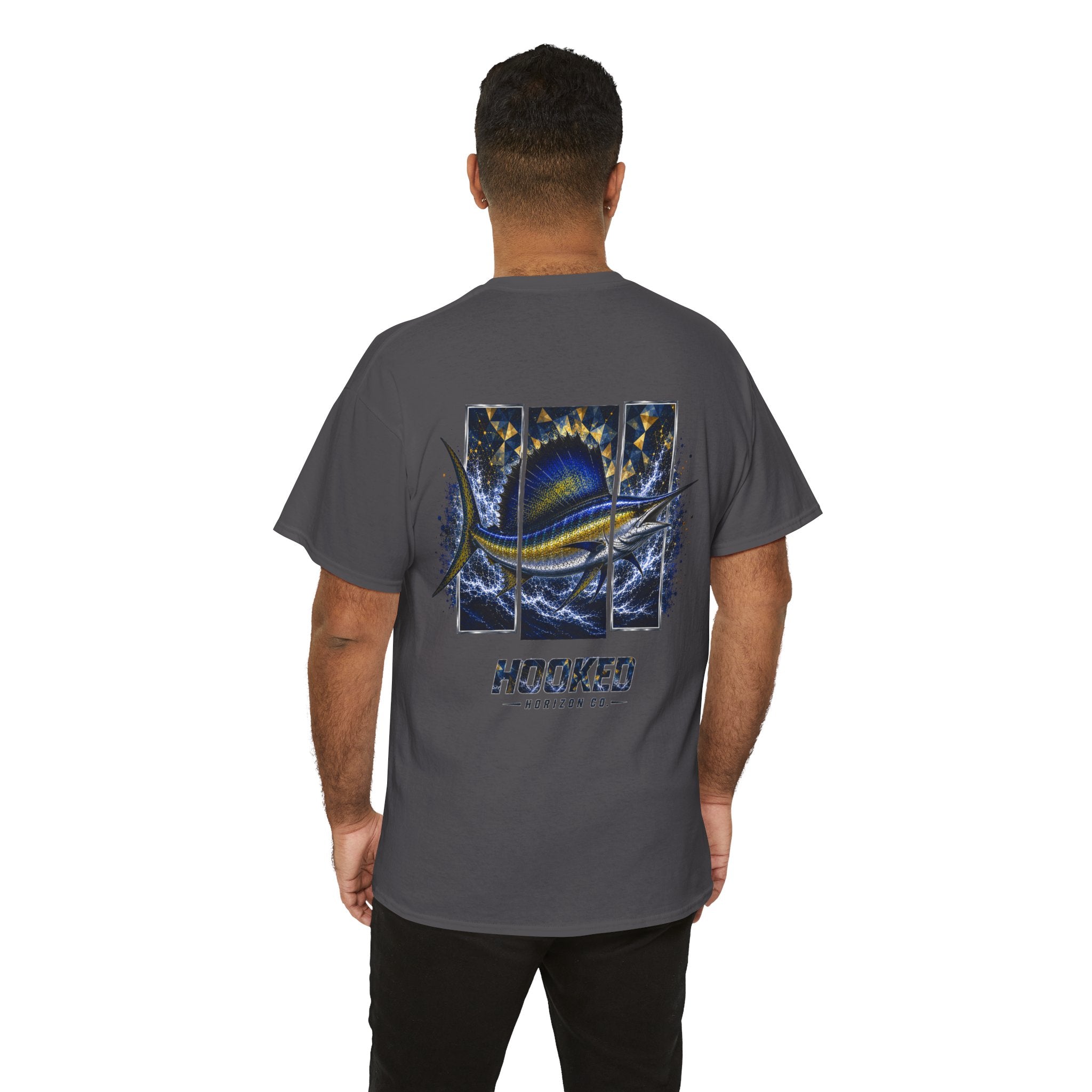 Sail Fish Hooked Horizon Co Tee—Ocean Graphic Tee — "Beloved" Ray Design